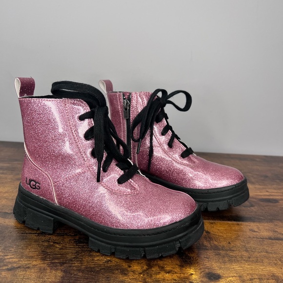 Ugg Girls Size 13 Ashton Lace Up Glitter Big Kids - Picture 5 of 12